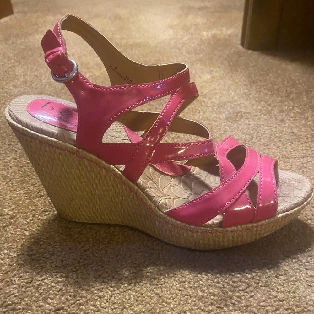 boc Pink Strappy Wedge Sandals